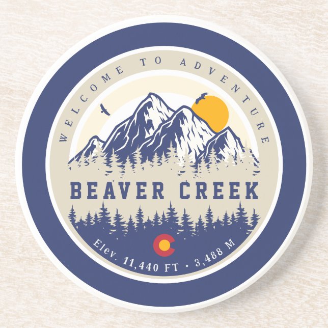 Dessous De Verre En Grès Beaver Creek Colorado Drapeau Montagne Souvenir de (Devant)