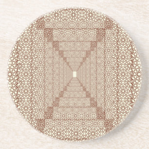 Dessous De Verre En Grès Beige Brown Russe islamique géométrique Frontière 