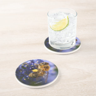 Dessous De Verre En Grès Belle abeille de miel sur la Californie Lilac