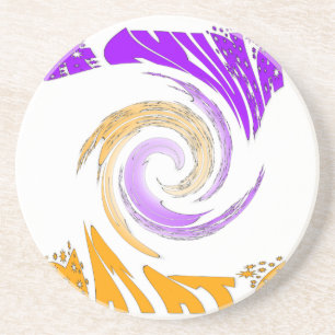Dessous De Verre En Grès Belle Art Moderne Design : Tourbillon violet et or