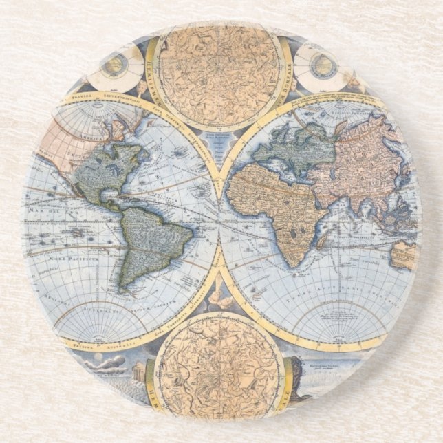 Dessous De Verre En Grès Belle carte antique d'atlas (Devant)
