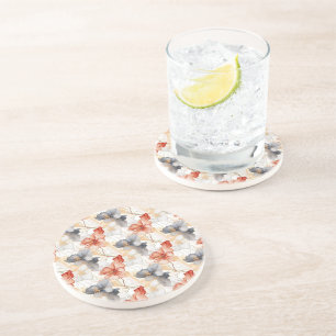 Dessous De Verre En Grès Belle Pêche féminine Rouge Bleu et Blanc Floral