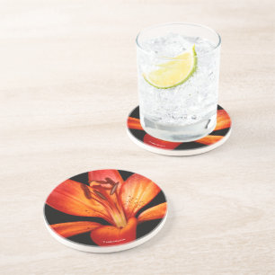 Dessous De Verre En Grès Belle Rouge Orange Asiatique Lily Gran Paradiso