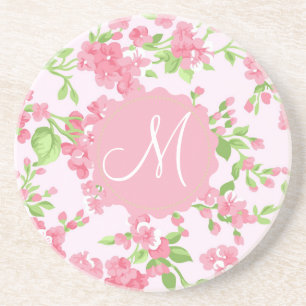 Dessous De Verre En Grès Belles fleurs de pêche couleur rose printemps