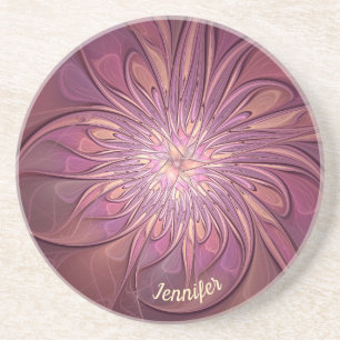 Dessous De Verre En Grès Berry Abstrait floral fractal Nom