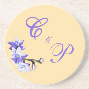 Dessous De Verre En Grès Beurre Jaune & Lilac Mariage SunOrchid