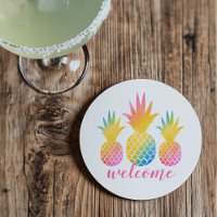 Bienvenue Aquarelle Tropicale Rose Arc-en-ciel Ana