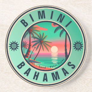 Dessous De Verre En Grès Bimini Bahamas Retro Sunset Travel Souvenir 1950