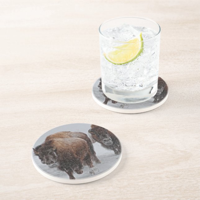 Dessous De Verre En Grès Bison de Yellowstone (Côté)
