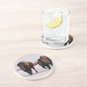 Dessous De Verre En Grès Bison en hiver