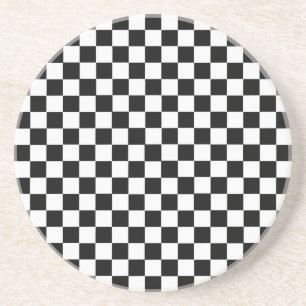 Dessous De Verre En Grès Black and White Classic Checkerboard by STaylor