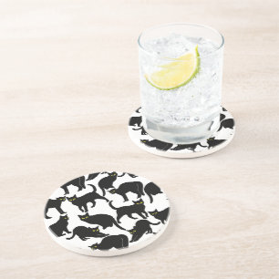 Dessous De Verre En Grès Black Cats on White