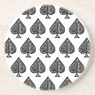 Dessous De Verre En Grès Black Jouer Symbole de carte pique forme Lino coup