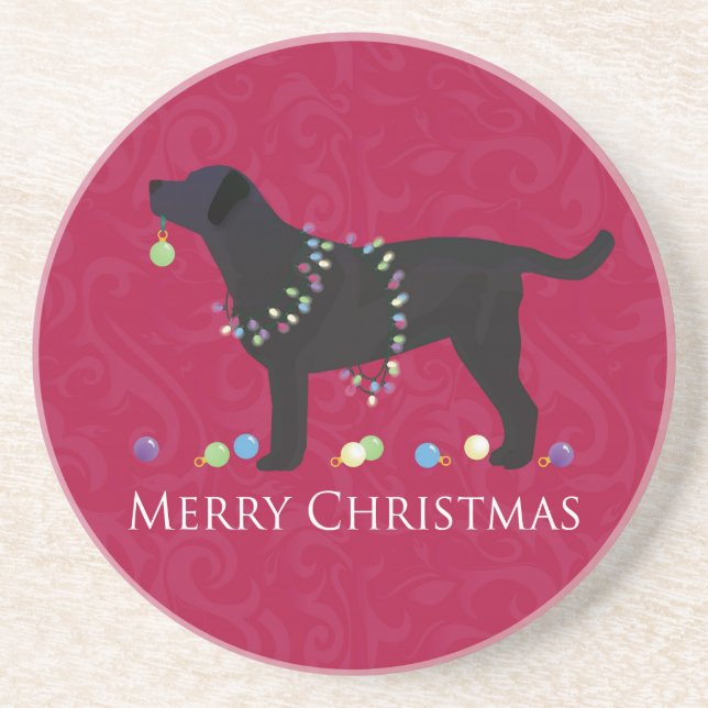 Dessous De Verre En Grès Black Lab Joyeux Noël Design (Devant)