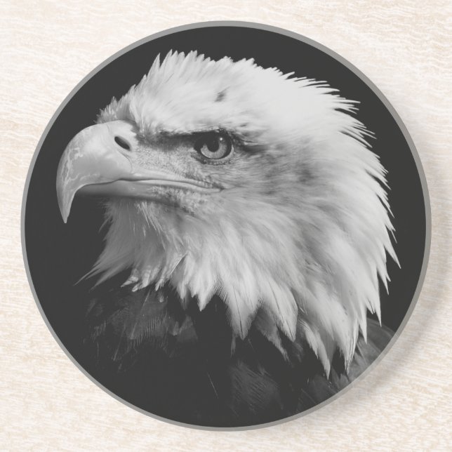 Dessous De Verre En Grès Black White American Eagle Leadership Motivationne (Devant)