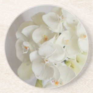 Dessous De Verre En Grès Blanc-Orchidées