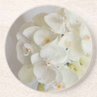 Dessous De Verre En Grès Blanc-Orchidées