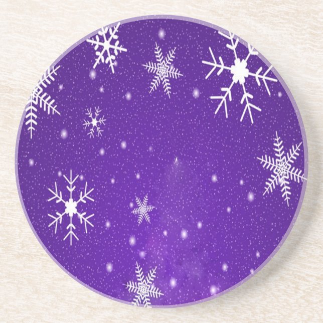 Dessous De Verre En Grès Blanche-Neige, Blue Purple Background (Devant)