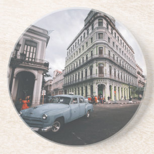 Dessous De Verre En Grès Bleu Classic Vintage Car Cityscape