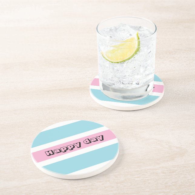 Dessous De Verre En Grès Bleu Et Jaune (Côté)