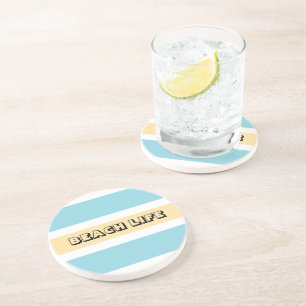 Dessous De Verre En Grès Bleu Et Jaune