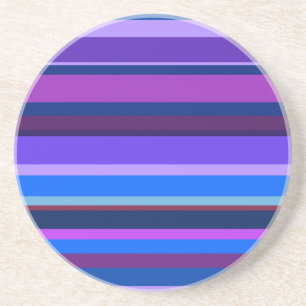 Dessous De Verre En Grès Bleu et violet bandes horizontales