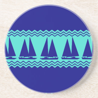 Dessous De Verre En Grès Bleu Nautique Voilier Côtière Stripes