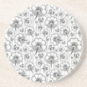 Dessous De Verre En Grès Bleu noir joli fleurs sans couture motif