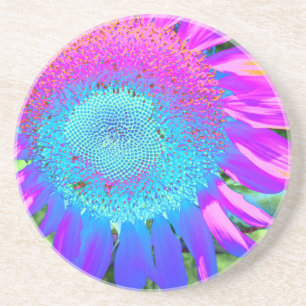 Dessous De Verre En Grès Bleu rose rétro tournesol funky photo