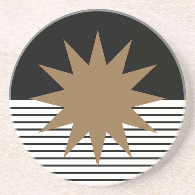 Dessous De Verre En Grès Blocage noir blanc et soleil Brown (Devant)