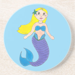 Dessous De Verre En Grès Blonde nage Sirène fille pourpre Queue Océan Mer