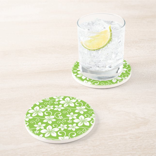 DESSOUS DE VERRE EN GRÈS BLUE HAWAII (LIME) (Côté)