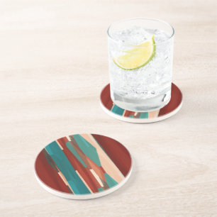 Dessous De Verre En Grès Bois et turquoise