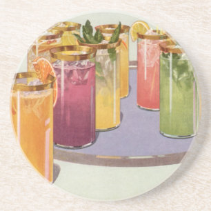 Dessous De Verre En Grès Boissons Vintage, Boissons avec des glaçons sur un