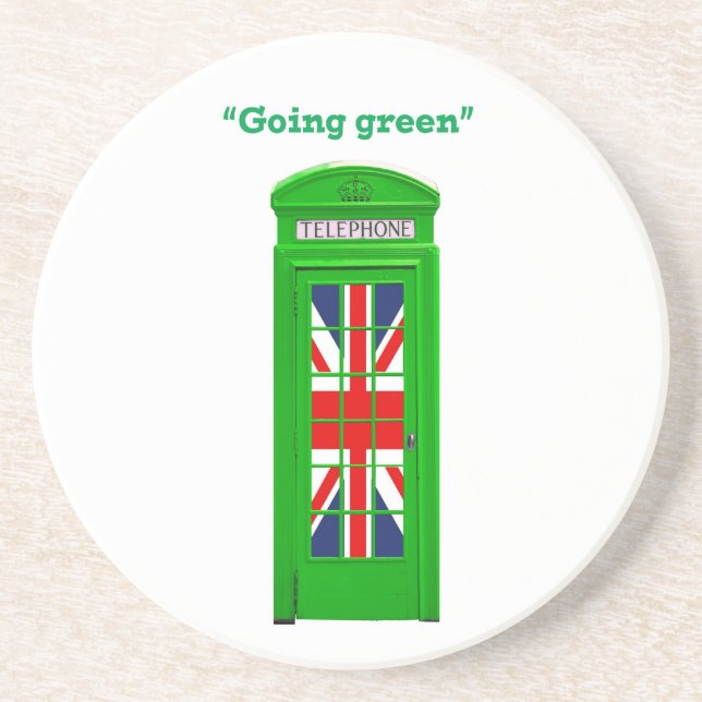 Dessous De Verre En Grès Boîte téléphonique londonienne "Go green" (Devant)