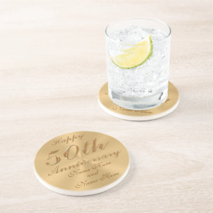 Dessous De Verre En Grès Bon marché PERSONNALISÉS cinquantième cadeaux