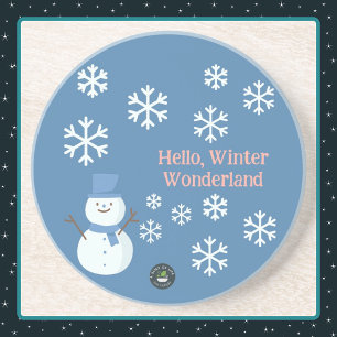 Dessous De Verre En Grès Bonjour, Winter Wonderland Sandstone