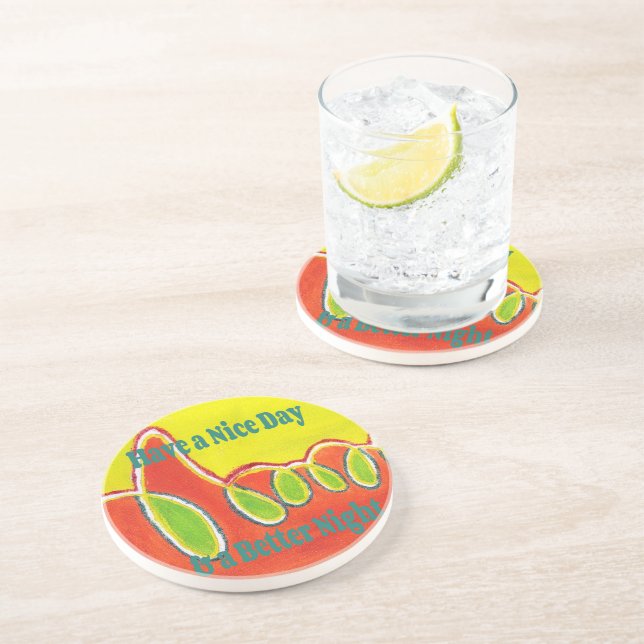 Dessous De Verre En Grès Bonne journée et meilleure nuit avec gratitude (Côté)