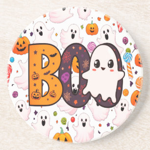 Dessous De Verre En Grès Boo Ghost pour Halloween
