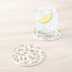 Dessous De Verre En Grès Botanique Aquarelle Fleur Sauvage Douce Sauge Neut