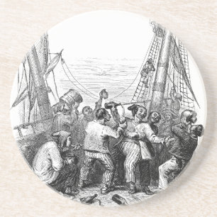 Dessous De Verre En Grès Boucanier vintage et navire pirate naufragé