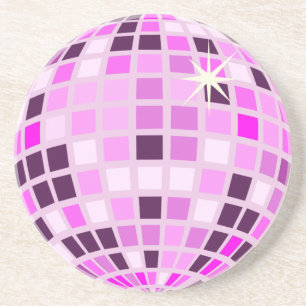 Dessous De Verre En Grès Boule Disco Rose Moderne
