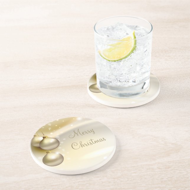 Dessous De Verre En Grès Boules de Noël en or (Côté)