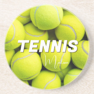 Dessous De Verre En Grès Boules de tennis de texte personnalisées