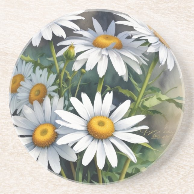 Dessous De Verre En Grès Bouquet de fleurs élégant à l'aquarelle de pâquere (Devant)