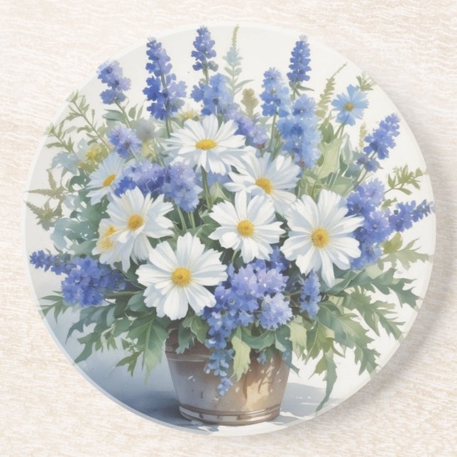 Dessous De Verre En Grès Bouquet de fleurs Elégante aquarelle (Devant)