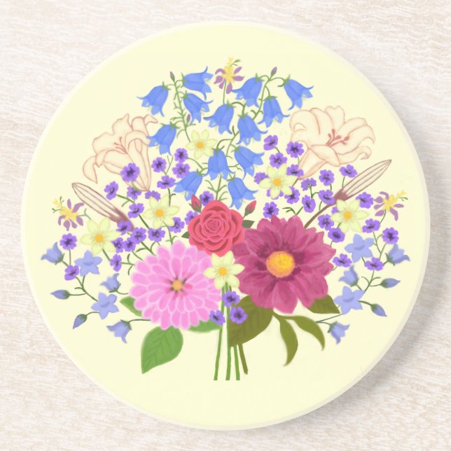 Dessous De Verre En Grès Bouquet de fleurs Yellow Stone (Devant)