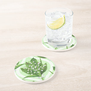 Dessous De Verre En Grès Bouquet de lys de la vallée fleurs sur vert