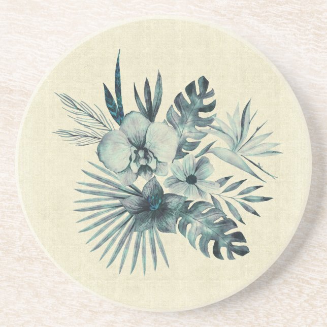 Dessous De Verre En Grès Bouquet feuille tropical (Devant)