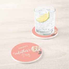 Dessous De Verre En Grès Bouquet floral blanc / Fête des mères